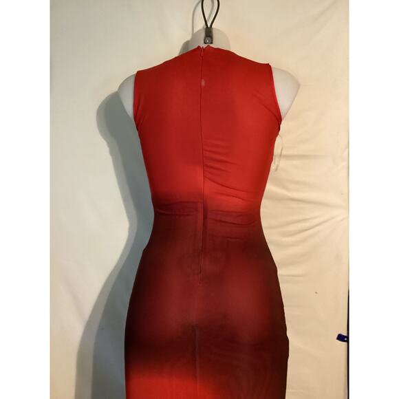 5023 NWOT Rare London Sleeveless Mesh Blur Maxi Dress in Red Size Extra Small/2 - Picture 9 of 10